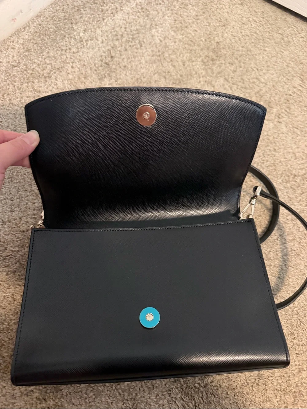 kate spade Black Leather Crossbody with Gold Chain